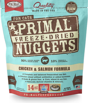 Primal Chicken & Salmon Formula Grain-Free Freeze-Dried Raw Nuggets Cat Food-Le Pup Pet Supplies and Grooming