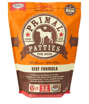 Primal Beef Formula Grain-Free Frozen Raw Patties Dog Food-Le Pup Pet Supplies and Grooming