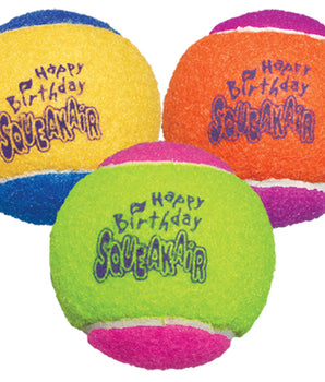 Kong Squeakair Birthday Balls Dog Toy, 3-pack, color varies-Le Pup Pet Supplies and Grooming