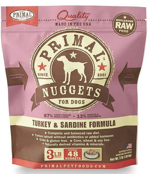 Primal Frozen Pronto Raw Dog Food - Turkey & Sardine 4lb