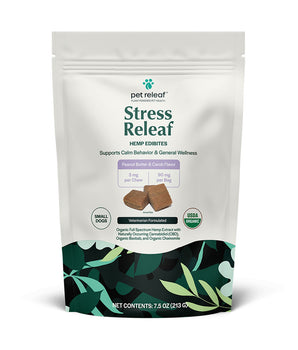 Pet Releaf Stress Releaf Organic Hemp Edibites Peanut Butter & Carob Flavor for Small Dogs