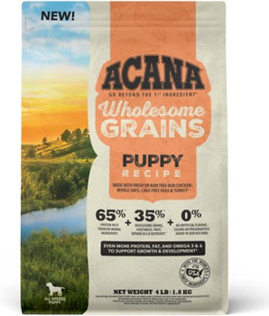 Acana Wholesome Grains Puppy Pollo, Pavo y Avena Alimento seco para perros, 4 Lb