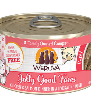 Weruva Cat Pate Jolly Good Fares Chicken & Salmon Dinner in Puree Wet Cat Food - 3 oz. can