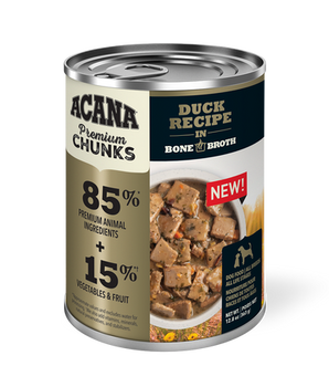 Acana Premium Chunks, receta de pato en caldo de huesos para perros 12.8oz