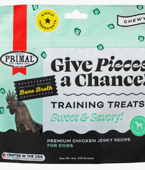 Primal Give Pieces A Chance Chicken with Broth Flavored Jerky Dog Treats, 4-oz bag