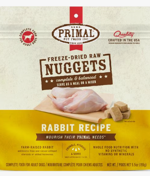 Primal Rabbit Formula Nuggets Grain-Free Raw Freeze-Dried Dog Food, 5.5-oz