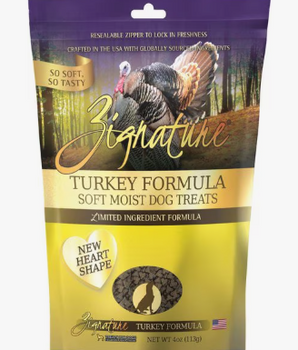 Zignature Dog Treat Soft Moist Turkey Hearts 4 oz