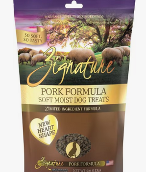 Zignature Dog Treat Soft Moist Pork Hearts 4 oz