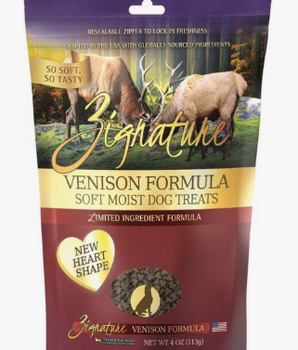 Zignature Dog Treat Soft Moist Venison Hearts 4 oz