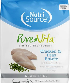 NutriSource PureVita, alimento seco para gatos sin granos, pollo y guisantes, 15 lb