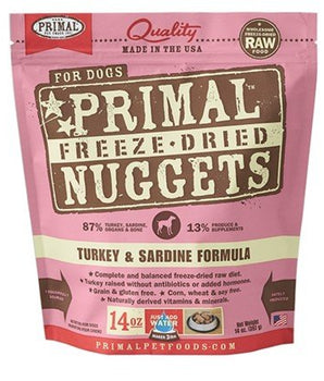 Primal Freeze Dried Dog Nuggets - Turkey & Sardine 14oz