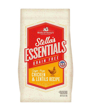 Stella &amp; Chewy's Essentials Alimento para perros con receta de lentejas y pollo sin jaulas y sin cereales