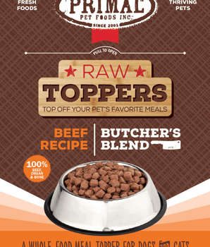 Primal Frozen Topper Butcher's Blend Beef - Dog and Cat Food