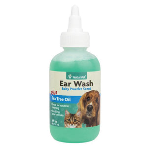 NaturVet Ear Wash Plus Tea Tree Oil (Aloe & Baby Powder scent) Dog and Cat Supply-Le Pup Pet Supplies and Grooming