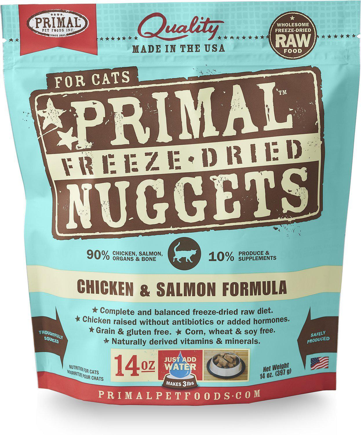 Primal Chicken & Salmon Formula Grain-Free Freeze-Dried Raw Nuggets Cat Food-Le Pup Pet Supplies and Grooming