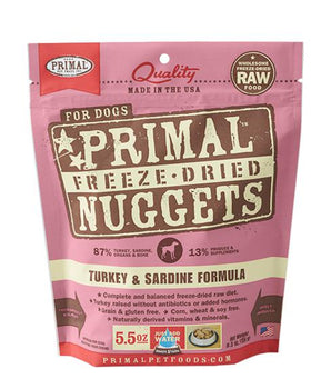 Primal Turkey & Sardine Formula Grain-Free Freeze-Dried Raw Nuggets Dog Food-Le Pup Pet Supplies and Grooming