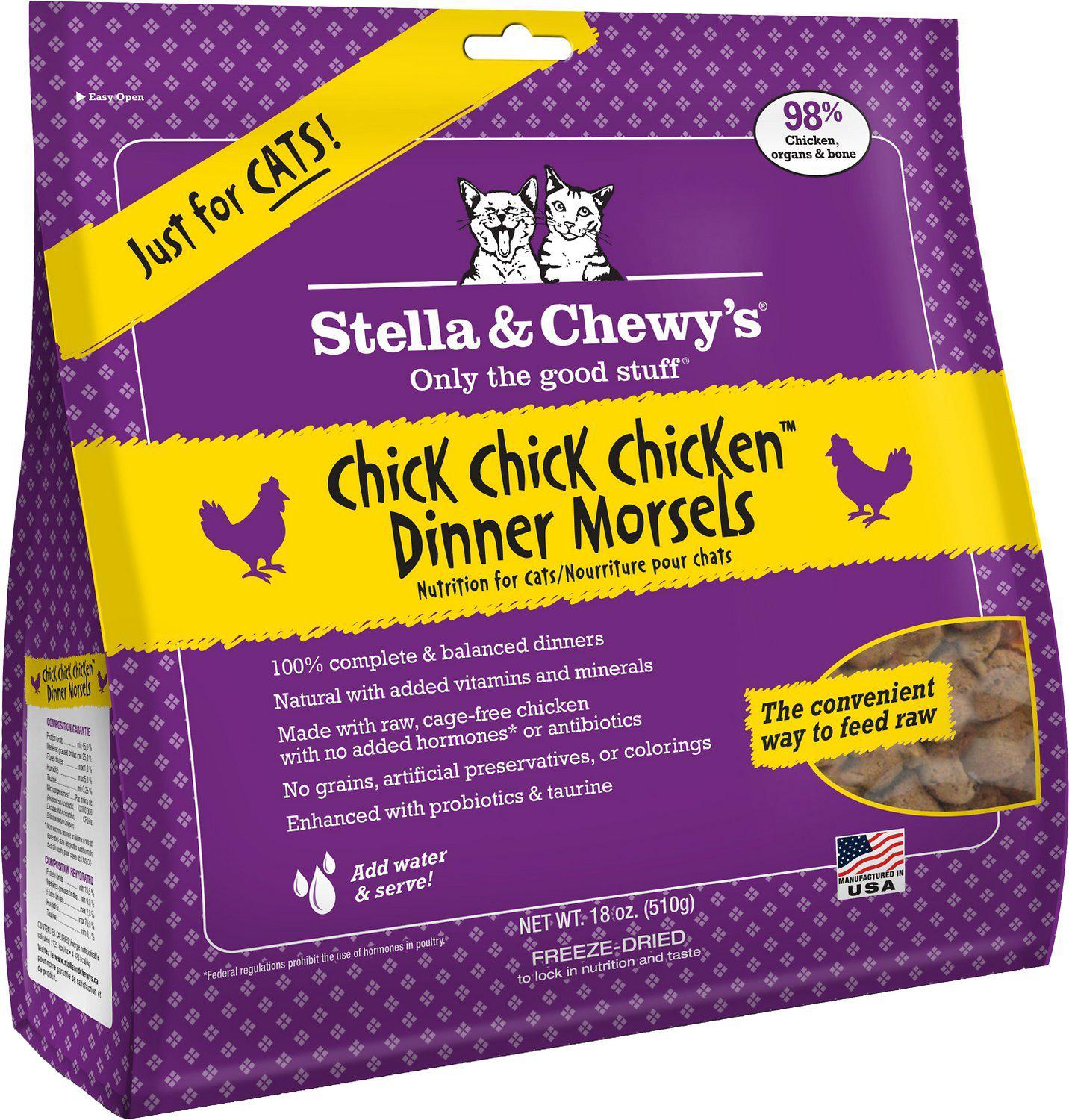 Stella & Chewy's Chick, Chick, Chicken Grain-Free Freeze-Dried Raw Dinner Morsels Cat Food-Le Pup Pet Supplies and Grooming