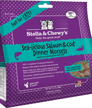 Stella & Chewy's Sea-Licious Salmon & Cod Grain-Free Freeze-Dried Raw Dinner Morsels Cat Food-Le Pup Pet Supplies and Grooming