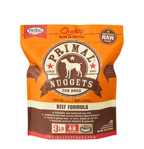 Primal Beef Formula Grain-Free Frozen Raw Nuggets Dog Food-Le Pup Pet Supplies and Grooming