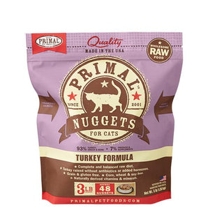 Primal Turkey Formula Grain-Free Frozen Raw Nuggets Cat Food-Le Pup Pet Supplies and Grooming