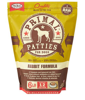 Primal Rabbit Formula Grain-Free Frozen Raw Patties Dog Food-Le Pup Pet Supplies and Grooming