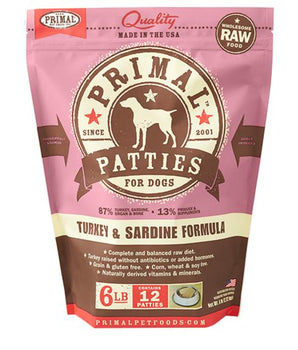 Primal Turkey & Sardine Formula Grain-Free Frozen Raw Patties Dog Food-Le Pup Pet Supplies and Grooming