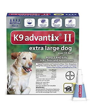 Bayer K9 Advantix II Ticks, Fleas & Mosquitoes Treatment for Extra Large Dogs Over 55lbs-Le Pup Pet Supplies and Grooming