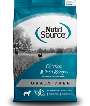 Alimento seco para perros sin cereales con fórmula de pollo y guisantes NutriSource