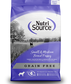 Alimento seco para perros sin cereales para cachorros de razas pequeñas y medianas NutriSource