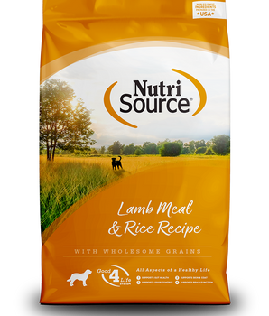 Alimento seco para perros con fórmula de arroz y harina de cordero para adultos NutriSource