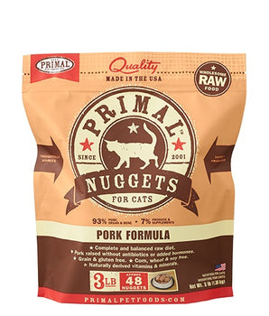 Primal Pork Formula Nuggets crudos congelados sin cereales para gatos