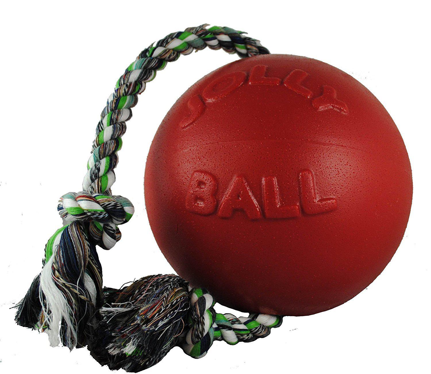 Jolly Pets Romp-N-Roll Tug Rope Ball Dog Toy, size/color varies
