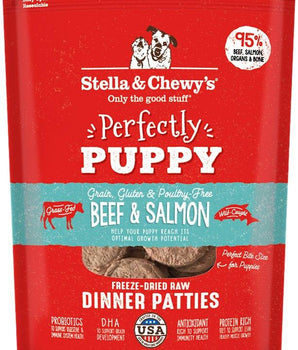 Stella &amp; Chewy's Perfectly Puppy Beef &amp; Salmon Dinner Patties Alimento crudo liofilizado para perros
