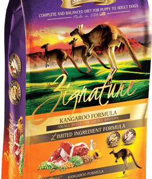 Zignature Small Bites Kangaroo Fórmula de ingredientes limitados Alimento seco para perros sin cereales
