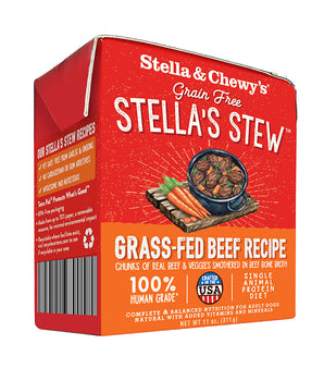 Alimento para perros con estofado de carne de res alimentado con pasto de Stella &amp; Chewy
