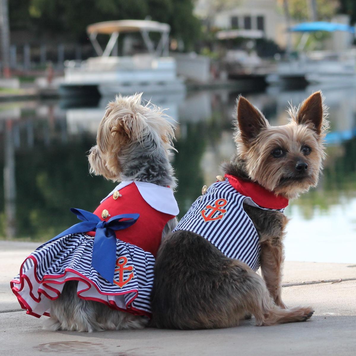 Doggie Design Sailor Boy Fabric Harness with Matching Leash Dog Shirt-Le Pup Pet Supplies and Grooming