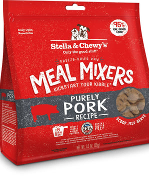 Mezcladores de comida cruda liofilizada sin cereales con receta pura de cerdo de Stella &amp; Chewy Comida para perros