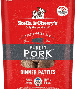 Alimento para perros con empanadas crudas liofilizadas y sin cereales Purely Pork de Stella &amp; Chewy's