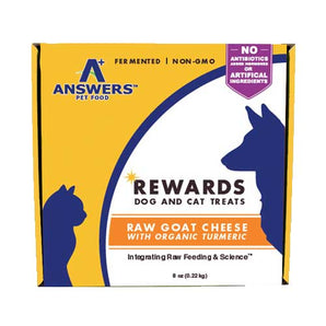 Answers Rewards Raw Goat Milk Cheese with Turmeric Grain-Free Raw Frozen Dog and Cat Treats, 8oz.-Le Pup Pet Supplies and Grooming