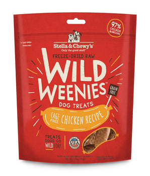 Stella &amp; Chewy's Wild Weenies Pollo sin jaulas, golosinas crudas liofilizadas para perros, 3.25 oz