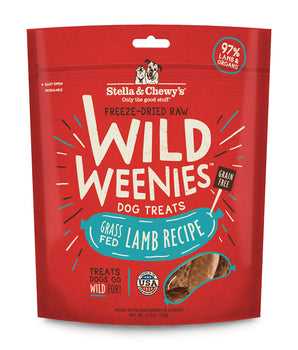 Stella &amp; Chewy's Wild Weenies Golosinas para perros crudas liofilizadas de cordero alimentado con pasto, 3.25 oz